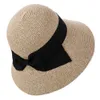 ファンセットの女性の夏のフロッピーストローサンハットワイドブリム包装可能なUPF50 + UVキャップビーチウエストネクタイ調整可能な麦わら帽子ファッション69087 Y200714