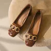 Dress Shoes Chain Decoration Shallow For Women Spring Est Genuine Leather High Heels Female Classic Working Basic Pumps