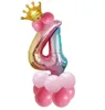 Balloons Rainbow Foil Number Balloon With Crown Wedding Anniversary Party Latex Balloon Kids Adult Metallic Balloons Decor Baloon HHE3871