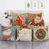 Fengrise 45x45cm Linen Merry 크리스마스 커버 쿠션 장식을위한 행복한 해 Navidad Xmas Gift Natal Y201020