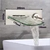 ONLY Glass Plate Wall Mounted Waterfall Glass Spout Bathroom Bathtub Faucet Spray1