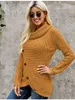 亀の首のセーター女性秋と冬の新しい長袖の裾非対称ボタンタイプのプルオーバーセーターレディースファッショントップ