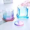 Moldes de fundição de silicone, molde de cristal transparente, resina de silicone epóxi, molde líquido, faça você mesmo, base de vaso de flores, porta-copos de chá bwd24737118008