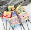 Bolso de moda para niños, bolso cruzado bonito para niña, bolsos cuadrados láser, bolso de hombro para niña, monedero, bolsas transparentes impermeables