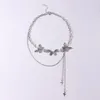 Chokers Hip Hop Fashion Butterfly Pearl Choker Naszyjnik wielowarstwowy wisiorek Tassel Tassel