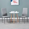 Us Stock Kitchen Furniture Light Gray Modern Minimalist Dining Chair Fireproof Leather Sprayed Metal Pipe Diamond Grid Pattern Restaurant Set of a16