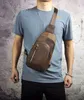 Hommes Original Cuir Casual Mode Poitrine Sling Sac Brown Design Voyage Triangle Une épaule Cross Body Sac Daypack Mâle 8005d 201118