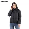 Forerun 8 Cores Oversized Bubble Jacket Mulheres Winter Puffer Coat Colar Colar Mint Green Thicken Parka Winterjas Dames 201120