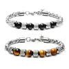 Stainless steel tiger eye beaded bracelets strand natural stone bracelet for men hip hop fashion jewelry will and sandy