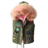 Maomaokong women's sleeveless jacket rabbit fur vest winter short embroidered warm 211220