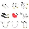 Nxy Sm Bondage 1 Pair Metal Nipple Clamps Chain Clips Labia Slave Bdsm Women Toys Adult Sex Games Breast Clover 1223