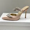 Последние модные женщины заостренные сандалии Slipper 9 см. High Heels Designestone Designer Shoes Multifuftion Slippers35-42 SS