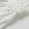 Embroidery White Sexy Lace Women Playsuit Summer Backless Tassel Pompon Female Jumpsuits Rompers Ladies Short Elegant Jumpsuit T200704