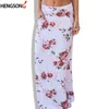 Boho Women Pocket Casual Beach Gonna lunga Fiore stampato Maxi Gonne Elastico in vita Faldas Saia Drop Shipping T200301