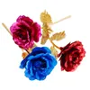 24K Gold Foil Plated Rose Creative Gifts Lasts Forever Rose Flowers Lover Bruiloft Kerst Valentines Moeders Dag Decoratie LLA179