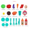 28Pcs Kids Pretend Play Simulation Kitchen Set Chef Cooking Game Miniature Food Mini Cookware Spray Light Toy Children Gift LJ201009