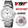 V9F 35mm W31074M7 A2892 Womens Automático Assista Caso De Aço Branco Dial Branco Pulseira De Aço Inoxidável Ladies Watches Melhor Edição Puretime B2