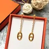 moda Acciaio inossidabile Orecchini a doppio cerchio con perle lunghe Orecchini a bottone in oro 18 carati Orecchini a bottone in oro rosa per gioielli da donna