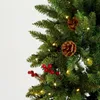 EEUU Stock artificial delgado árbol de navidad de pre-encendido Lápiz flaco sensación real del árbol de abeto con los conos y las bayas 7,5 pies soporte de metal plegable W49819947
