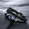 Charm Bracelets Punk Design Turkish Blue Eye For Men Woman Fashion Wristband Layered Black Leather Bracelet Vintage Jewelry Fawn22