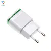 100pcs/lot LED Light 2 Ports USB Charger Cable EU US Plug 5V 2A Mobile Phone Wall Adapter For iPhone 6 7 iPad Samsung Charging Device