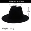 Disket Caz Fedora Şapkalar Moda Parti Biçimsel Kovboy Şapkası Geniş Brim Panama Trilby Cap Keçe Erkek Kadın Siyah Kırmızı Patchwork Yün