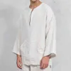 2021 Spring New Men's Loose Linen T Shirts Male Solid Color Oversized Cotton Linen V-neck Tops Men Casual White t Shirt M-3XL G1222