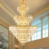 LED American Nowoczesne kryształowe żyrandole światła Light Ustawę dużego luksusowe żyrandol hol hol lobby salon schodowa droga wnętrze Droplight Home oświetlenie wewnętrzne