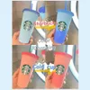 Флэш-порошок блестящий многоразовый пластиковый тумблер с крышкой и соломенной чашкой, жидкостью или вечеринками Starbucks Moon