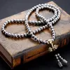 Casual Gift Outdoor Accessories Prayer Bracelet Portable Stainless Steel Buddha Beads Necklace Fashion Self Defense Arts Weapon Y2251D