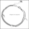 Charm Bracelets Jewelry Vintage 925 Sterling Sier Double Layer Box Chain Cross Bead Bracelet &Bangle For Women Wedding Party Sl015 Drop Deli