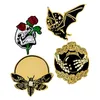 Pins, Brooches HOSENG 4Pcs Bat Bee Skull Crystal Ball Vintage Punk Brooch Halloween Gift For Friends Lapel Collar Enamel Jewelry Pin HS_170