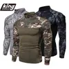 2021 Nowe Męskie Kamuflaż Taktyczne Odzież Wojskowa Combat Koszula Assault Długi Rękaw Tight T Shirt Army Costume G1229