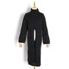 Twotwinstyle Split Black Sweater Women Long Sleeve Turtleneck Sticked Pullover Topps Female Clothes Korean Winter 201224