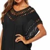 Tuniek Strand Jurk Wit Cover Voor Vrouwen Zwart Chiffon Pareos Jurken Dames Beachwear Draag Bikini Badpak Cover-Up T200324