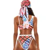 High Waisted Swimsuit Two-pieces Suit African Print Swimwear New Bathers Swimming Suits High Leg Cut Bandage Bikini Set T200508