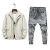 Höst Vinter Två Piece Jack Jeans Tracksuit Set Män Sportkläder Hip Hop 9XL Oversized Mens Sporting Jogger Outfits Denim Byxor