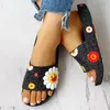 Zomer vrouwen slippers schattige bloem plat flip flops dames zachte dia's schoenen vrouwelijke print floral bling beach casual sandalen y200423