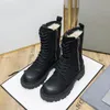 Black High Top winter women ankle boots round toe real leather lace-up zipper platform design martin booties bottines femmes