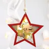 Ornement en bois éclairé de Noël Pendentif à paillettes en bois creux Arbre de Noël Arbre de voiture Pendentif en forme d'étoile avec lumière LED LX3404