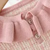 Humor Bear Girls Clothes Suit Autumn Winter New Plaid Doll Collar Girls Sweater+kjol Set Baby Children Barn Girls Clothing