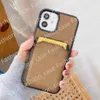 Diseñadores de lujo Cajas de teléfono de cuero con titular de la tarjeta para iPhone 15 14 13 Pro Max 12 11 XS XR 8 7 Plus Diseño de impresión de moda Contraportada clásica