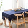 Proud Rose Navy Blue Table Cloth Tafellaken Cotton Linen Tablecloths Creative Tassel Tablecloth Table Cover Wedding Decoration T200707