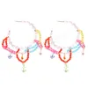 Pendiente de aro con gama de perlas de imitación multicolora para mujeres Pendientes de perlas con cuentas de acrílico bohemio joyería