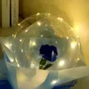 LED lysande ballong rose bukett transparent bubbla ros blinkande lätt bobo boll valentiner dag present födelsedagsfest bröllop dekor bästa kvalitet