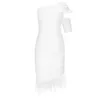 Ocstrade Sexy One Shoulder Bandage Dress Elegant Women Feather White Bandages Dress Bodycon Celebrity Evening Party Dress T200604