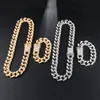 Dz 20mm iced ut kubansk halsband kedja hip hop smycken choker guld silver färg rhinestone cz lås för mens rapper halsband li