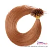 30 Extensions de cheveux Micro Link Auburn moyen 100 cheveux humains Remy pointe en U droite fusion de kératine cheveux pré-collés 05gs 100 brins6040160