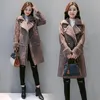 Frauen Leder Faux Winter Frauen Tasche Drehen Unten Kragen Mantel Schaffell Lamm Pelz Jacke Outwear Lange Verdicken Schnee Tragen1