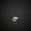 Zlxgirl – Bracelet en acier inoxydable de haute qualité, 3 boucles en métal, ruban à lacets, ficelle en soie, chaîne MakeLink Link305G